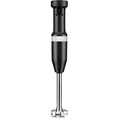 KitchenAid Corded Variable-Speed Immersion Blender in Black Matte with Blending Jar