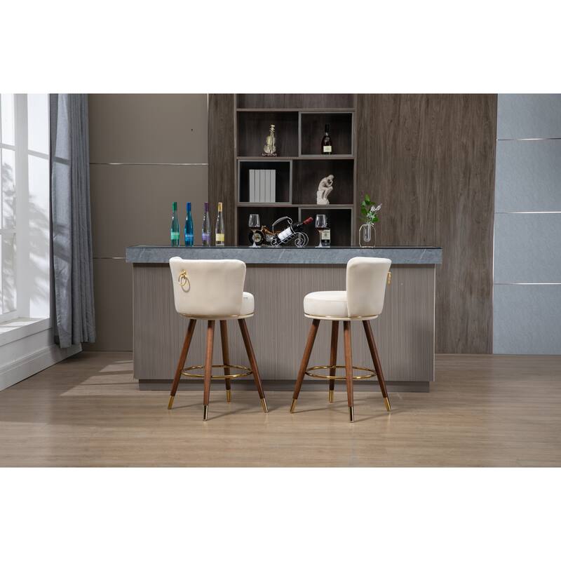 Counter Height Bar Stools Set of 2 for Kitchen Counter Solid Wood Legs