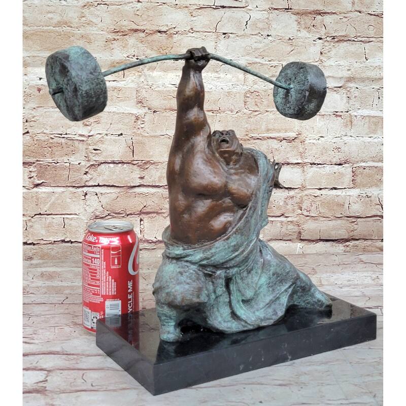 Abstract Weightlifter Powerlifter Athlete Bronze Sculpture By Milo