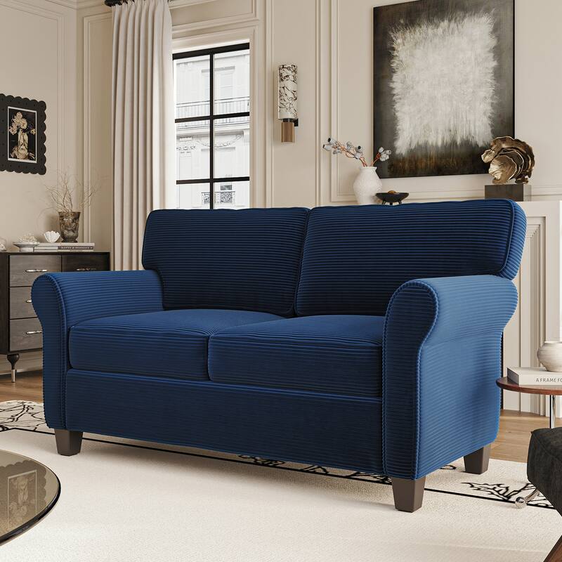 2-Seater Sofa Couch Loveseat for Living Room Bedroom, Sleeper Sofa Couch with Armrests and Wood Frame