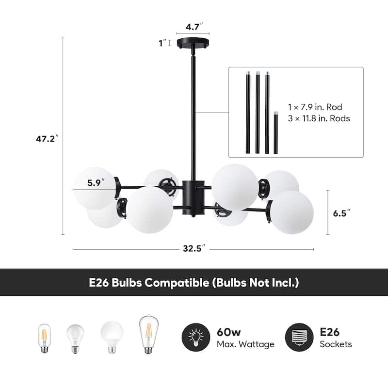 CO-Z Modern Linear Sputnik Pendant Chandelier (6/8/12 - Light)