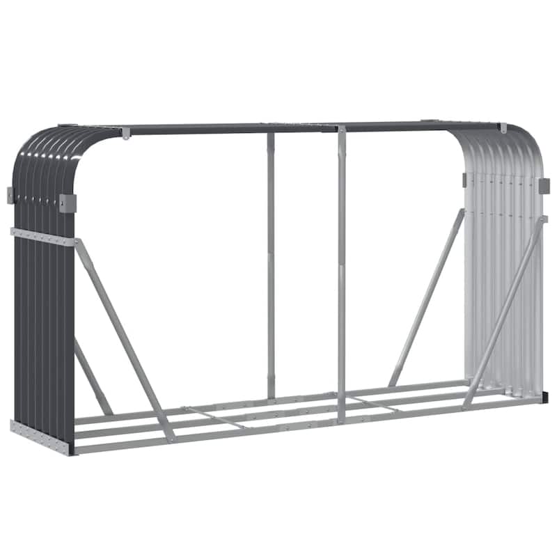 vidaXL Log Holder Outdoor Indoor Storage Firewood Rack Stand Galvanized Steel
