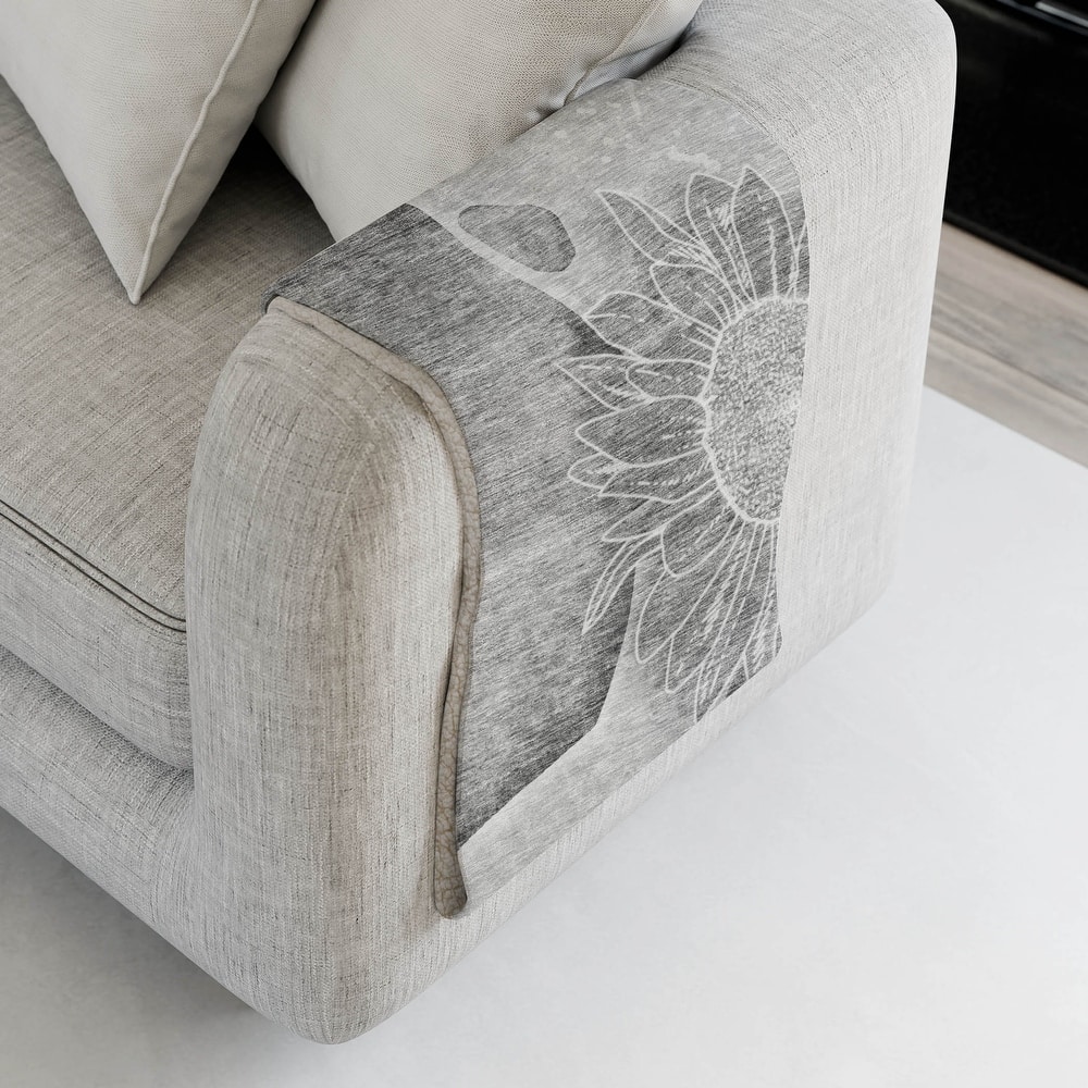 Premium Machine Washable Abstract Floral Sherpa Throw Blanket