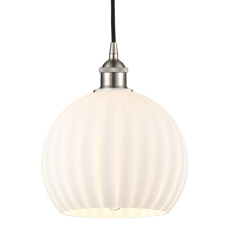 Innovations Lighting 616-1P 12 10 White Venetian Pendant White - Brushed Satin Nickel