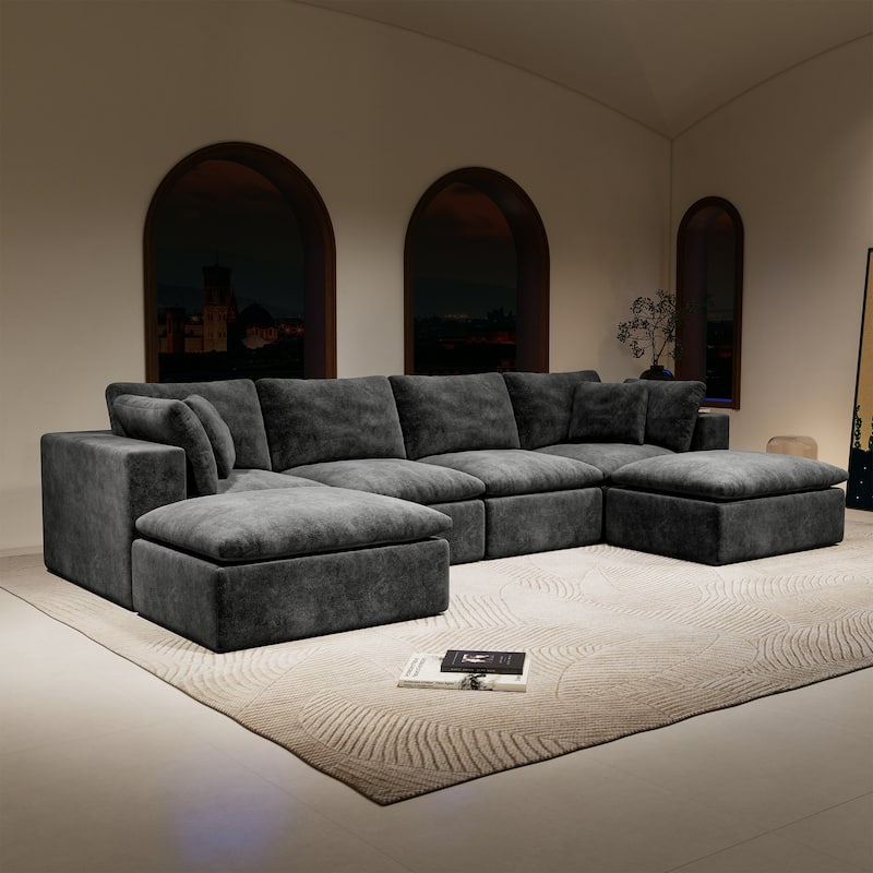 Modular Sectional Sofa Seat,Upholstered Compressed Couch - Grey