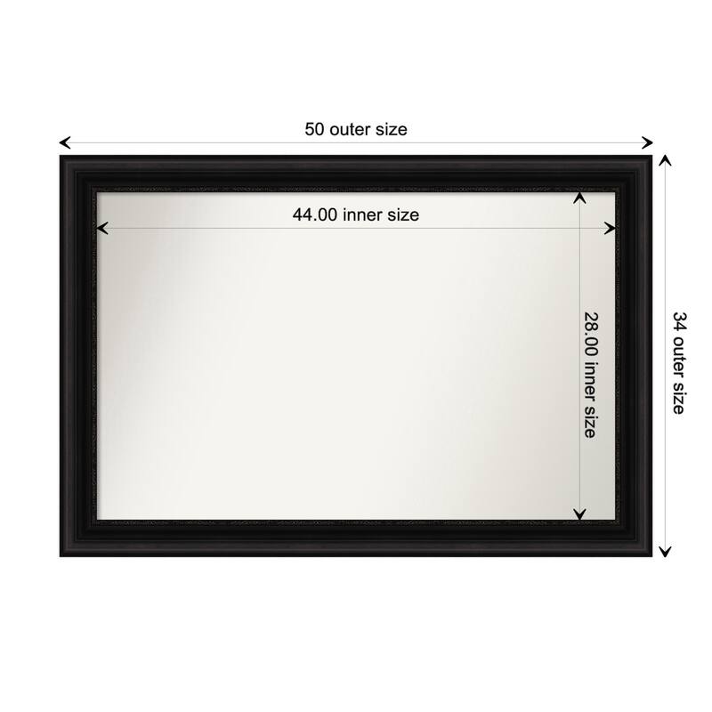 Parlor Black Framed Non-Beveled Custom Wall Mirror, Bathroom Vanity Mirror - Outer Size: 49.75 x 33.75
