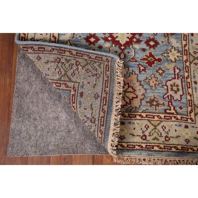 Light Blue Geometric Heriz Serapi Accent Rug Handmade Wool Carpet - 2'11"x 5'2"
