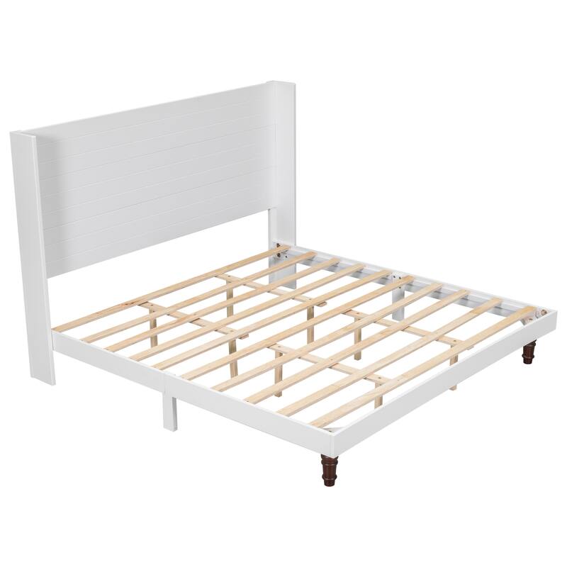 Elegant High Headboard King Size Bed with Comfortable Back Support in White