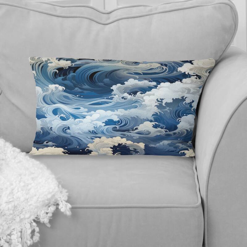 Designart "Oceanic Dreamscape Tropical Pattern III" Coastal Printed Throw Pillow - 12 x 20