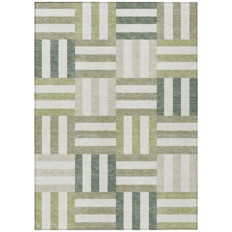 Machine Washable Indoor/ Outdoor Modern Hatch Chantille Rug