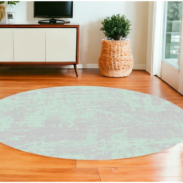 8' Round Blue and Green Round Abstract Indoor Outdoor Area Rug 8' Round Blue and Green Round Abstract Indoor Outdoor Area Rug