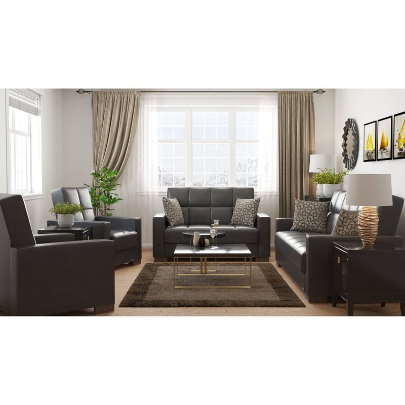 Collection Upholstered Convertible Loveseat With Storage