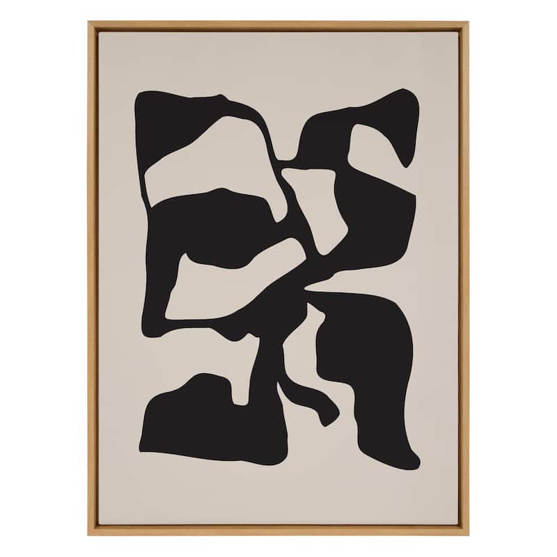 Kate and Laurel Sylvie Distorted Shapes of Black and Tan Framed Canvas by The Creative Bunch Studio
