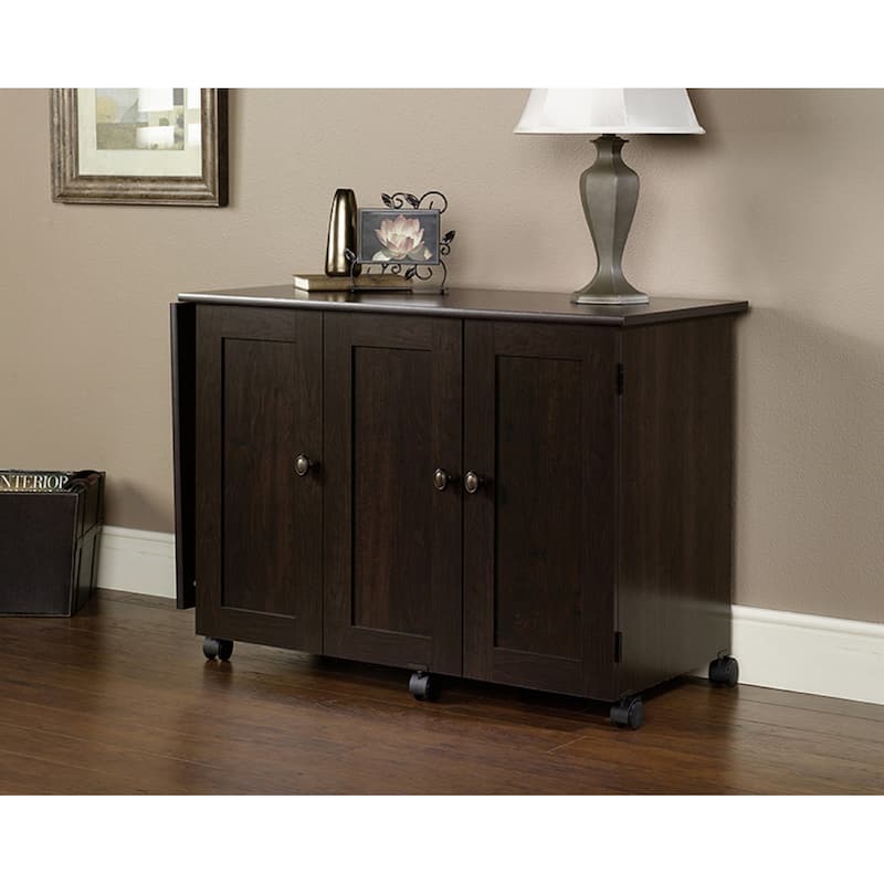 Sauder Select Collection Easy Rolling Sewing and Craft Table/Cart - Cinnamon Cherry