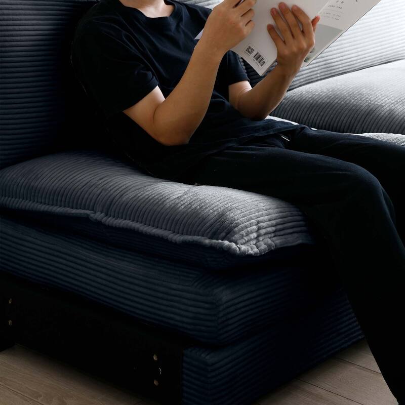 6-piece Oversized Corduroy Upholstered U-Shaped Modular Sectional Sofa with 2 Removable Ottoman and Free Combination