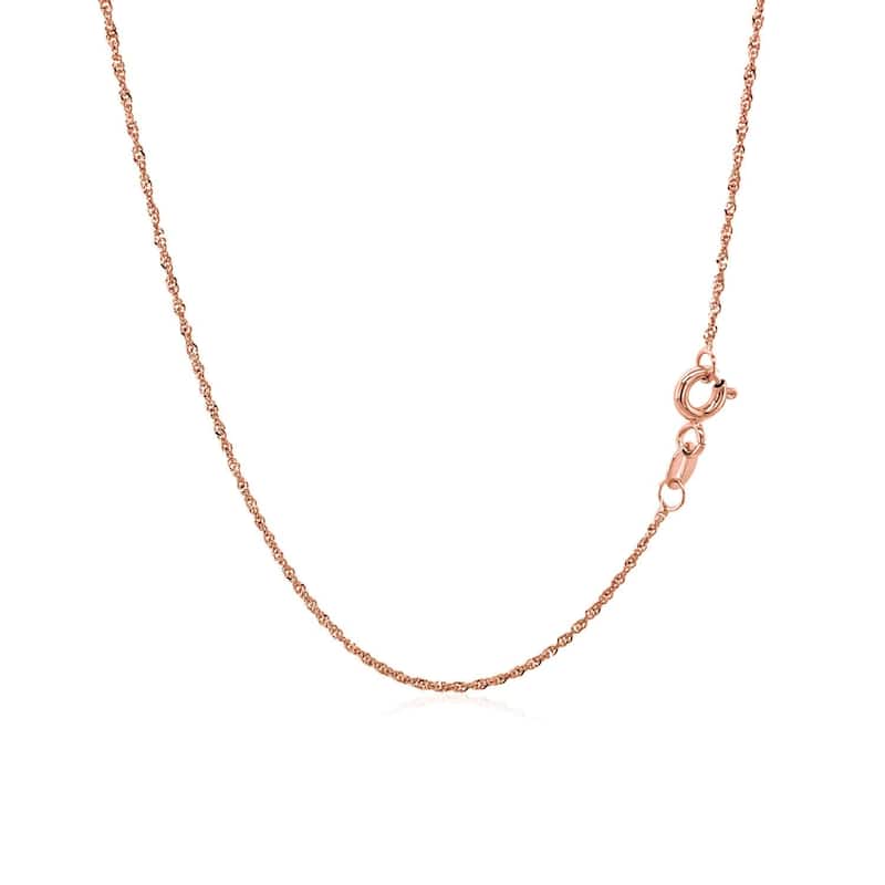 MayaMila 14k Solid Rose Gold Singapore Chain Necklace (1.00mm) Size 16"-24"