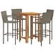 preview thumbnail 3 of 46, vidaXL 5 Piece Patio Bar Set Gray Solid Wood Acacia and Poly Rattan - 23.6" x 23.6" x 41.3"