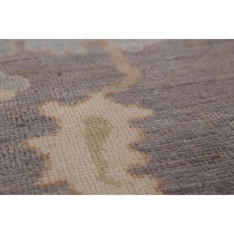 Hand Knotted Oriental 100% Wool Carpet Transitional All-Over Greys & Charcoal Oushak Area Rug - 9' 5'' X 8' 2''