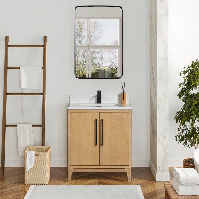 Gara Single Bath Vanity with Composite Stone Top without Mirror