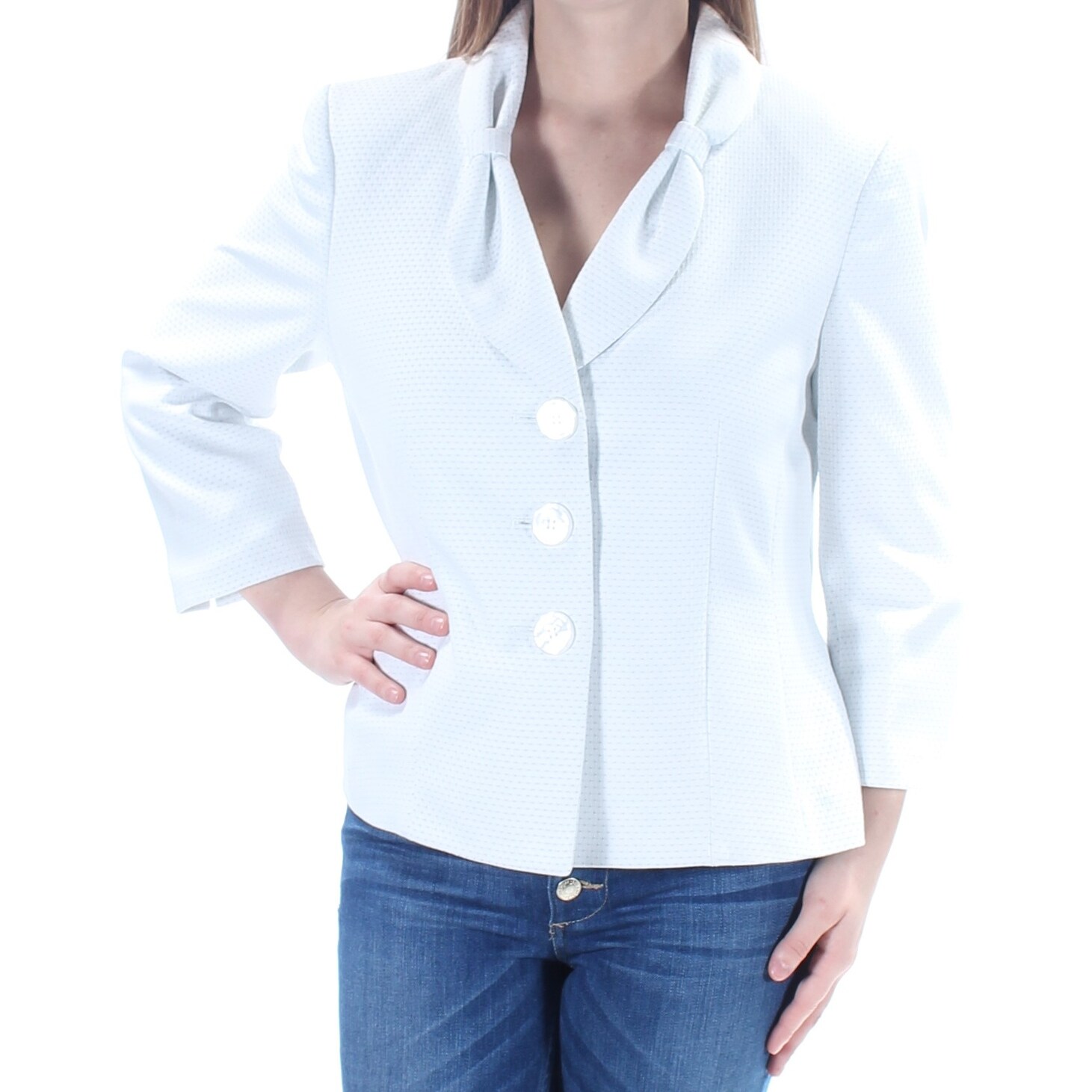 Shop Le Suit Womens White Collared Blazer Wear To Work Jacket Size