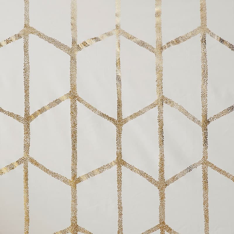 Total Blackout Metallic Print Grommet Top Curtain Panel(Only 1 Pc Panel) - Ivory+Gold - 63 Inches