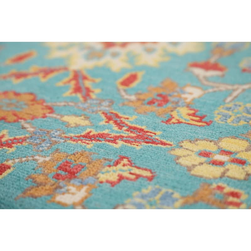 Turquoise Blue Kazak Oriental Foyer Rug Hand-Knotted Wool Carpet - 2'0" x 3'0"