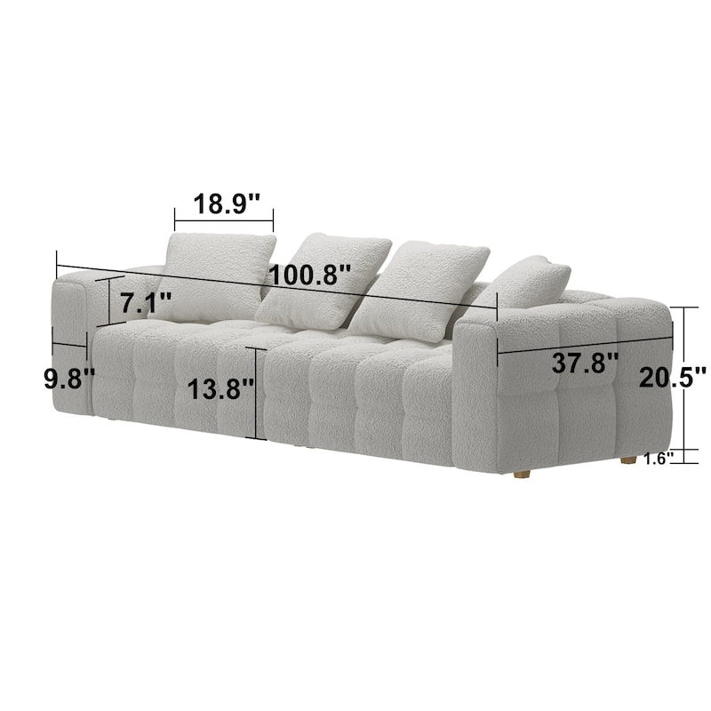 100.8" Teddy Velvet Sofa CouchModern Loveseat/Sofa/Couch with Armrest