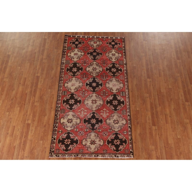 All-Over Geometric Bakhtiari Persian Antique Rug Handmade Wool Carpet - 4'6"x 8'9"
