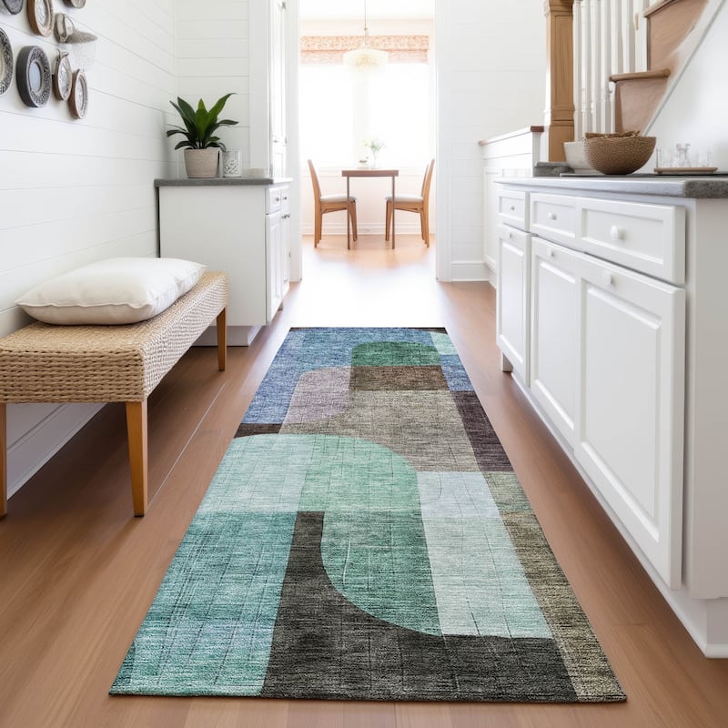Premium Washable Super Soft Modern Retro Mayfield Rug - Brown - 2'3" x 7'6"