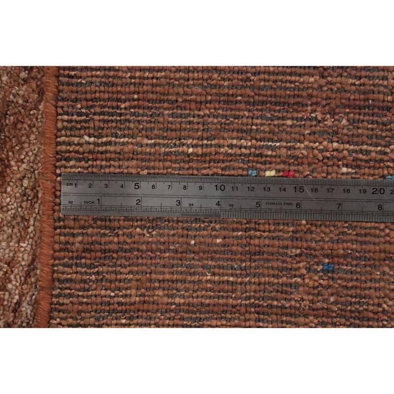 Hand Knotted Oriental Viscose Silk Carpet Tribal Animal Pictorial Brown Gabbeh Area Rug - 11' 11'' X 8' 10''
