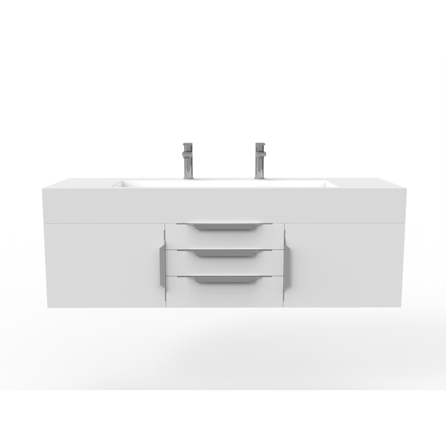 Nile 60" Wall Mounted Bathroom Vanity Set with White Top