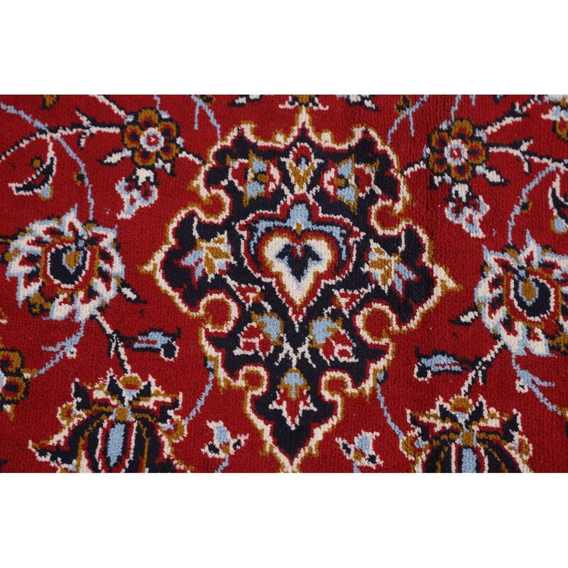 Red Floral Kashan Turkish Area Rug Home Decor Machine-Made Carpet - 9'9" x 13'4"