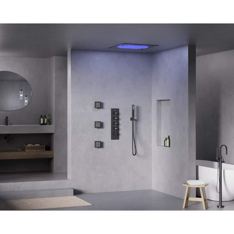 GRANDJOY LED Music Shower System 20" Shower Head with 3 Body Jets
