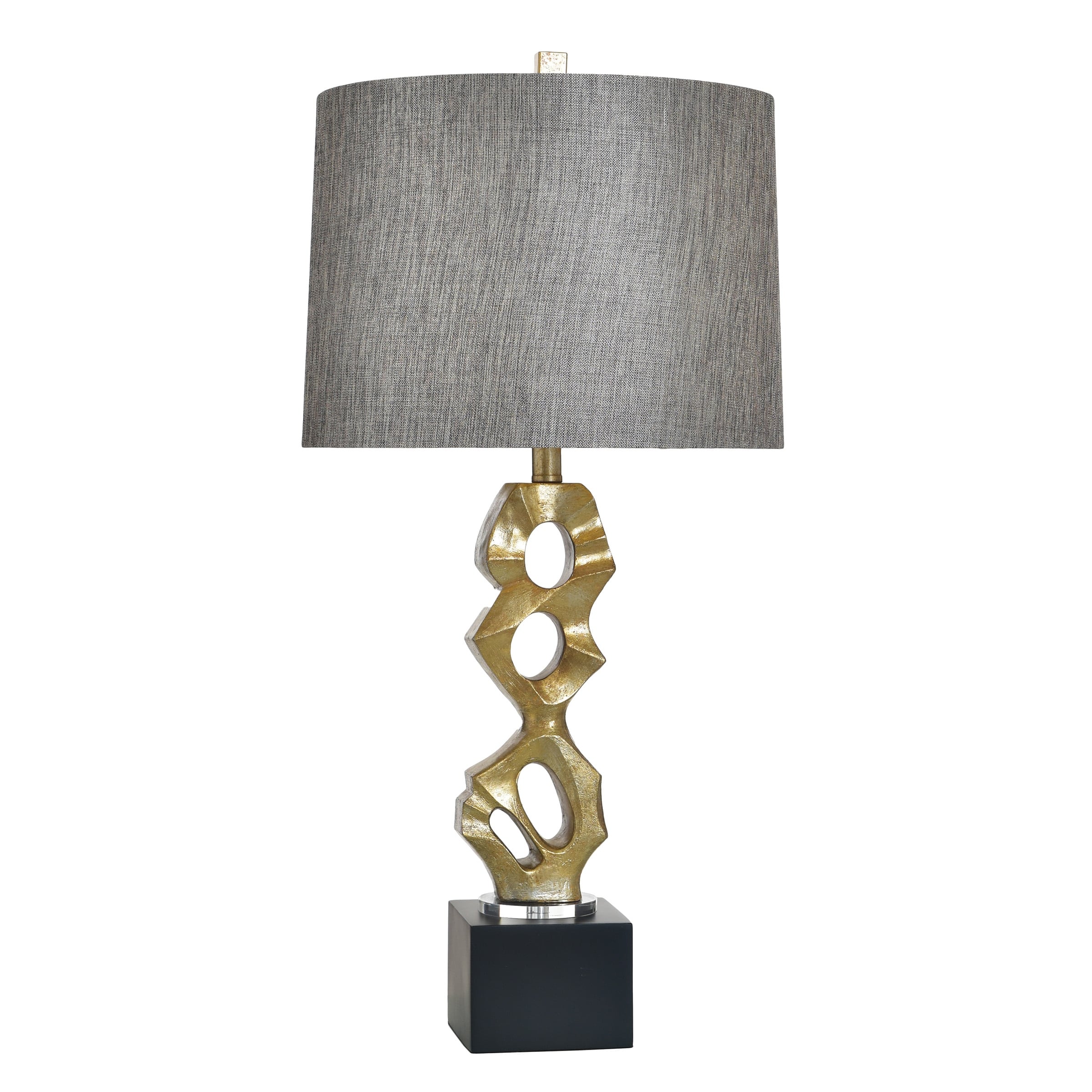 StyleCraft Poly Table Lamp - Van Gold & Black - White Shade