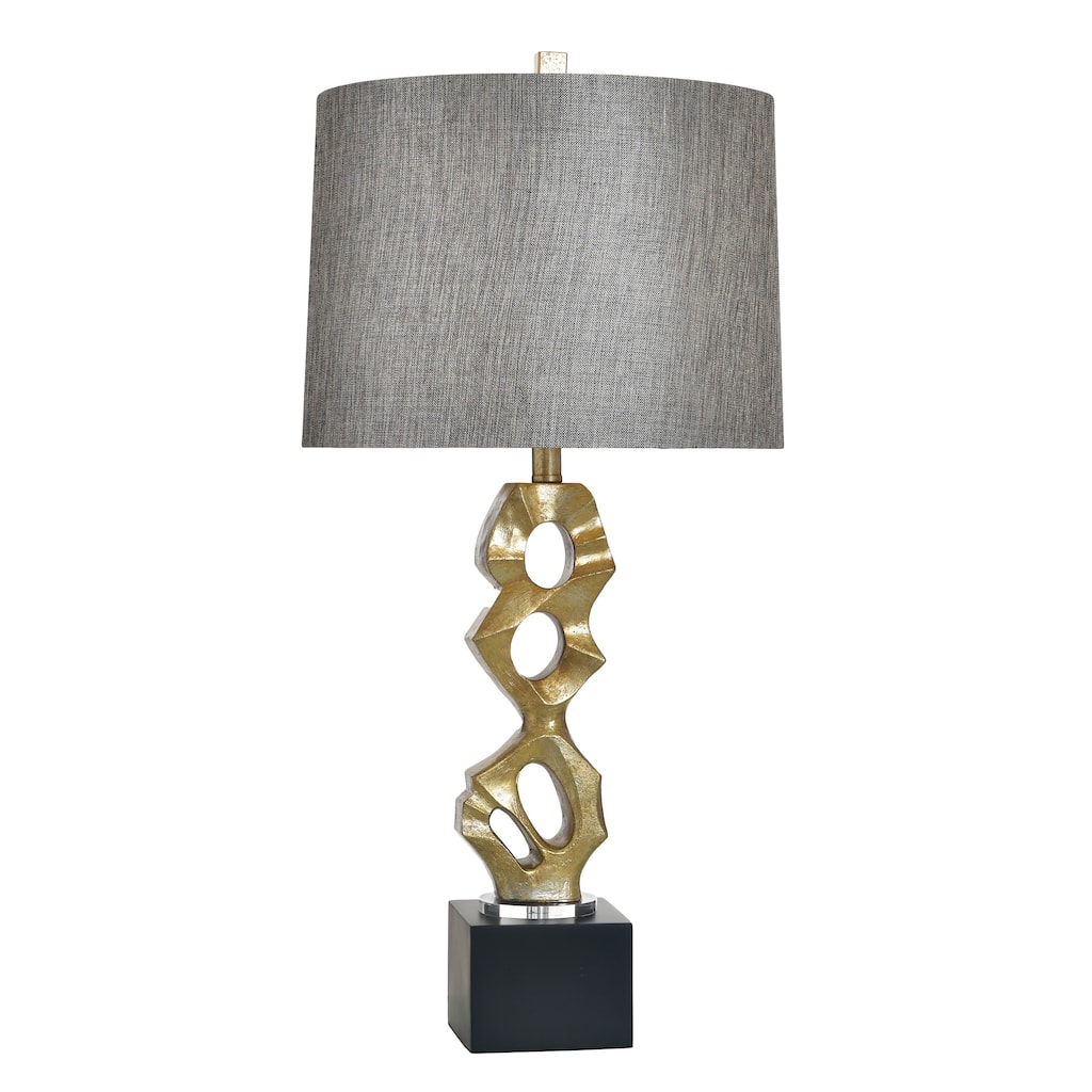 StyleCraft Poly Table Lamp - Van Gold & Black - White Shade