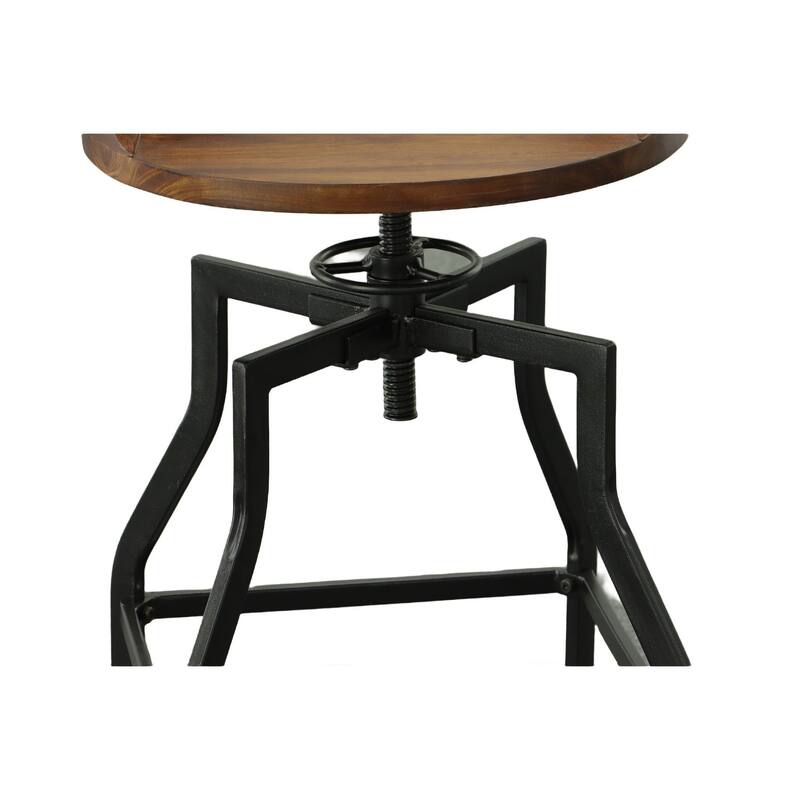 Geometric Base Adjustable Barstool - 29.25" - Chestnut Brown and Black