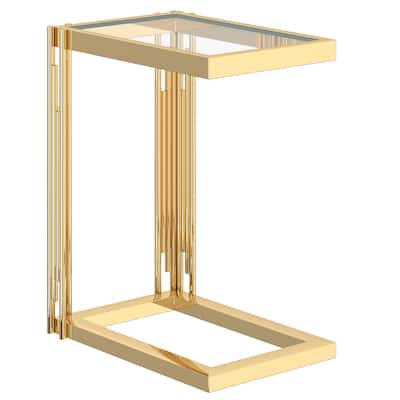 Contemporary Metal and Glass Small Accent Table