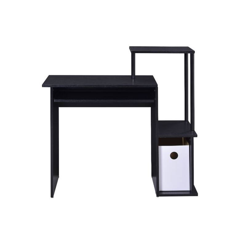 Wooden Computer Desk with Keyboard Tray - Black