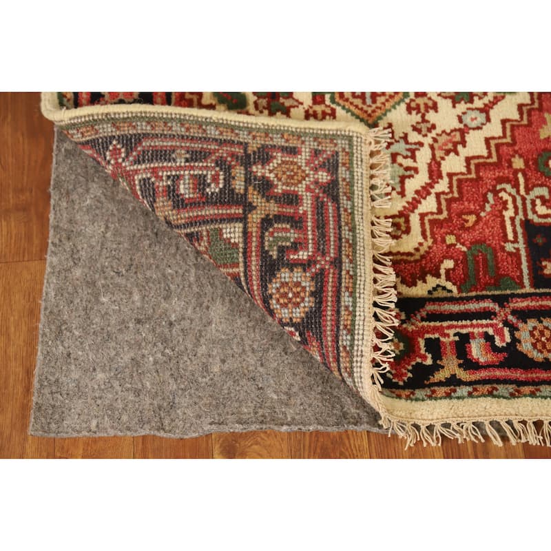 Geometric Traditional Heriz Serapi Runner Rug Hand-Knotted Wool Carpet - 2'7" x 11'10"