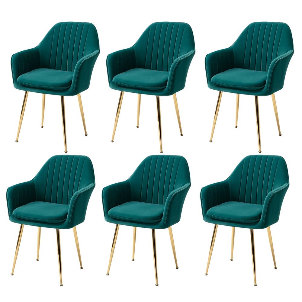 AVAWING Upholstered Dining Chair (Set of 6) Velvet Accent Arm Chair