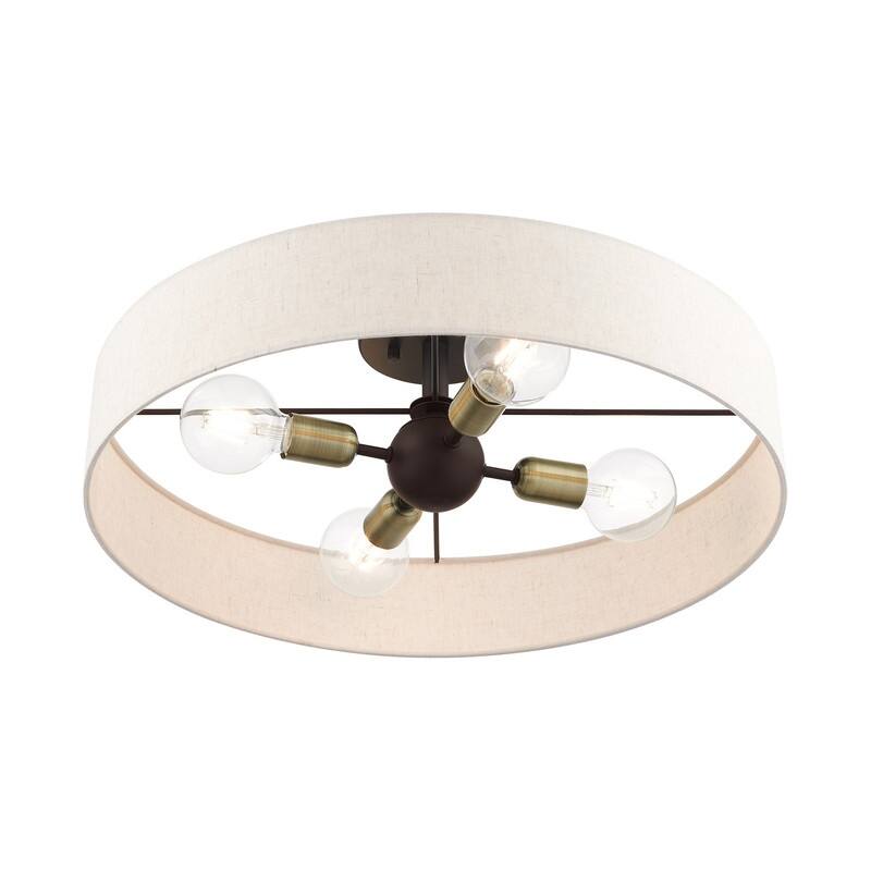 Livex Lighting 4 Light Soft Gold Flush Mount, 46038-07 - 22" Dia x 4" H