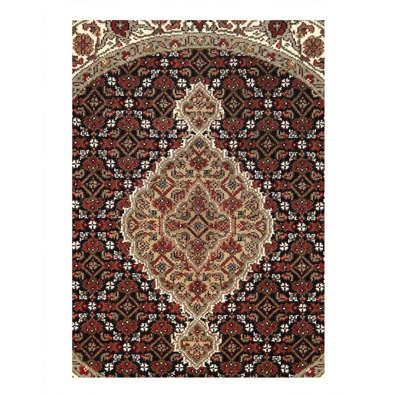 Pasargad Fine Hand Knotted Silk & wool Tabriz round rug - 4' x 4'