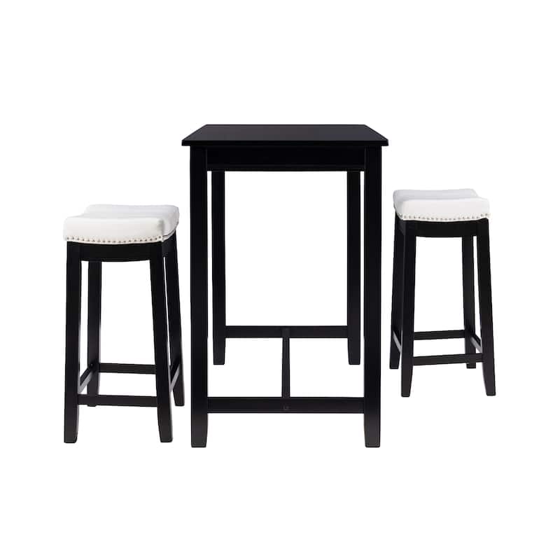 3-Piece Counter Table and Stools - 47.25" - Black and White