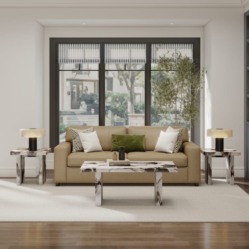 Roundhill Furniture Cavira 3-Piece Faux Marble Coffee Table Set