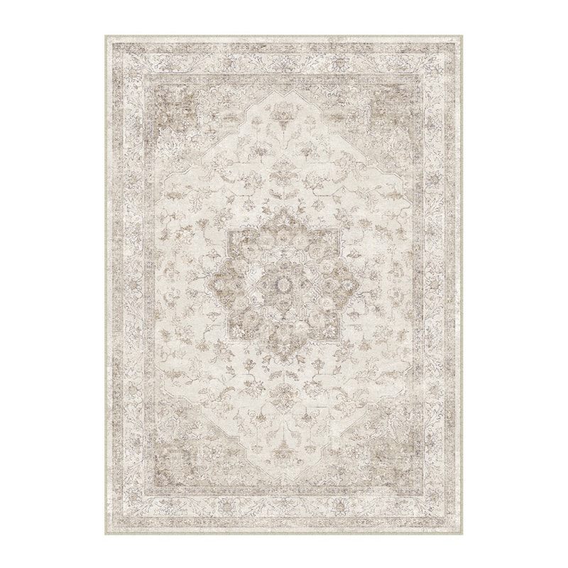 HomeRoots Floral Medallion Traditional Rectangle Area Rug