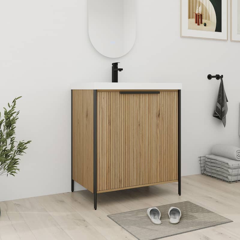 Bathroom Vanity With Sink In 24/30/36 Inch, Freestanding Bathroom Vanity With Soft Close Door and Adjustable Shelf