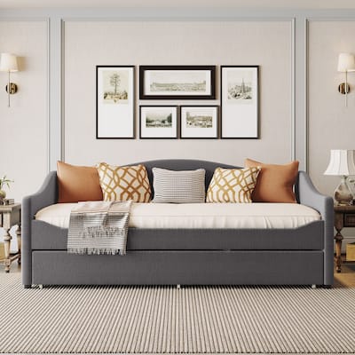 Upholstered Daybed with Light and Trundle