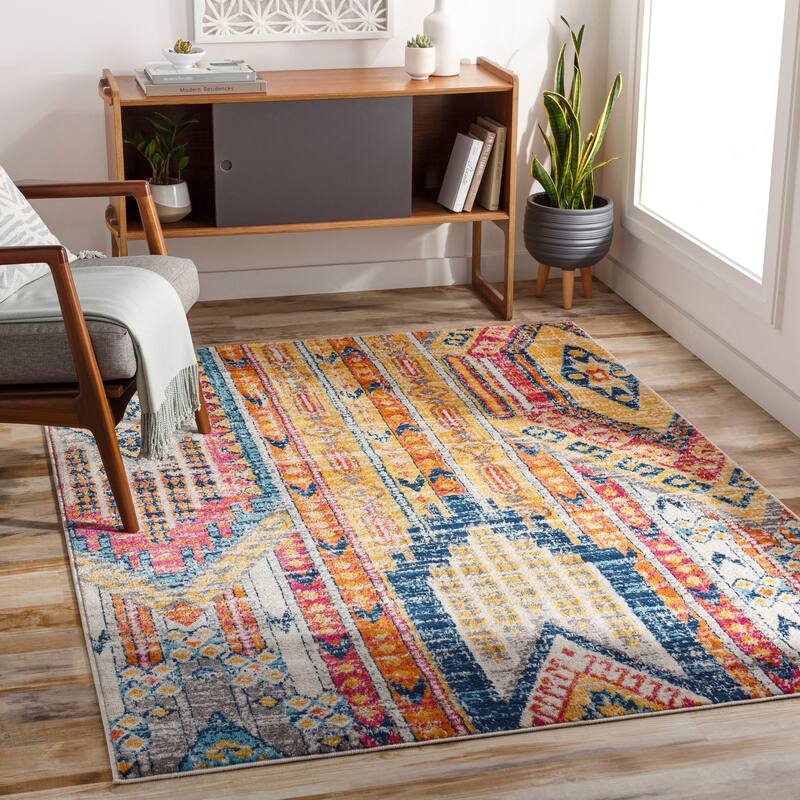Livabliss Ojeda Modern Southwestern Area Rug - 9' x 12'3" - Pink/Orange