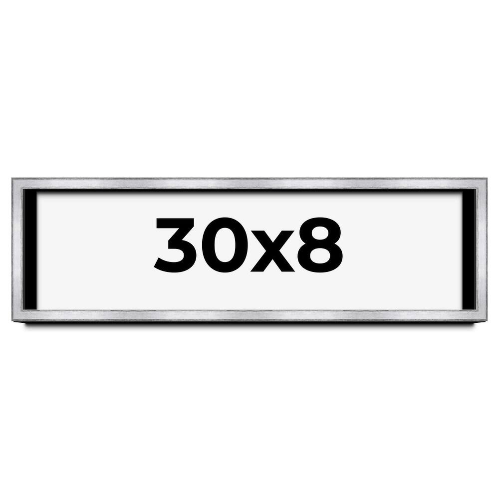 30x8 Shadow Box Frame Silver Real Wood Contemporary Shadowbox Display ...