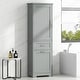 preview thumbnail 12 of 23, Freestanding Tall Bathroom Storage Cabinet, with 2 Different Size Drawers and Adjustable Shelf, Painted Finish